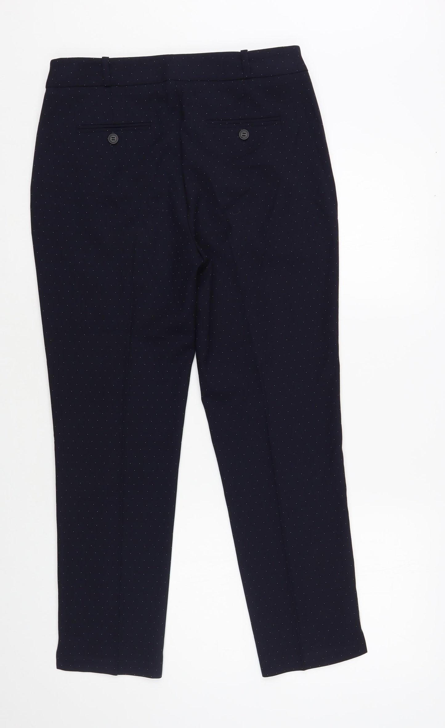 NEXT Womens Blue Polka Dot Polyester Dress Pants Trousers Size 8 L27 in Regular Button
