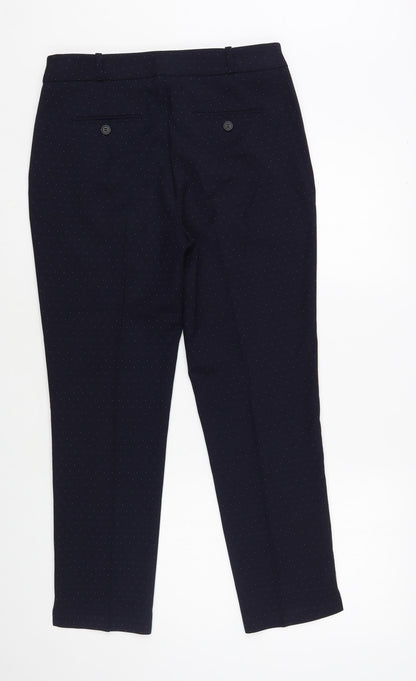 Next Womens Blue Polka Dot Polyester Dress Pants Trousers Size 8 L27 in Regular Button