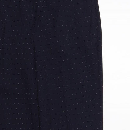 Next Womens Blue Polka Dot Polyester Dress Pants Trousers Size 8 L27 in Regular Button