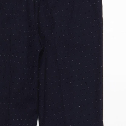 Next Womens Blue Polka Dot Polyester Dress Pants Trousers Size 8 L27 in Regular Button
