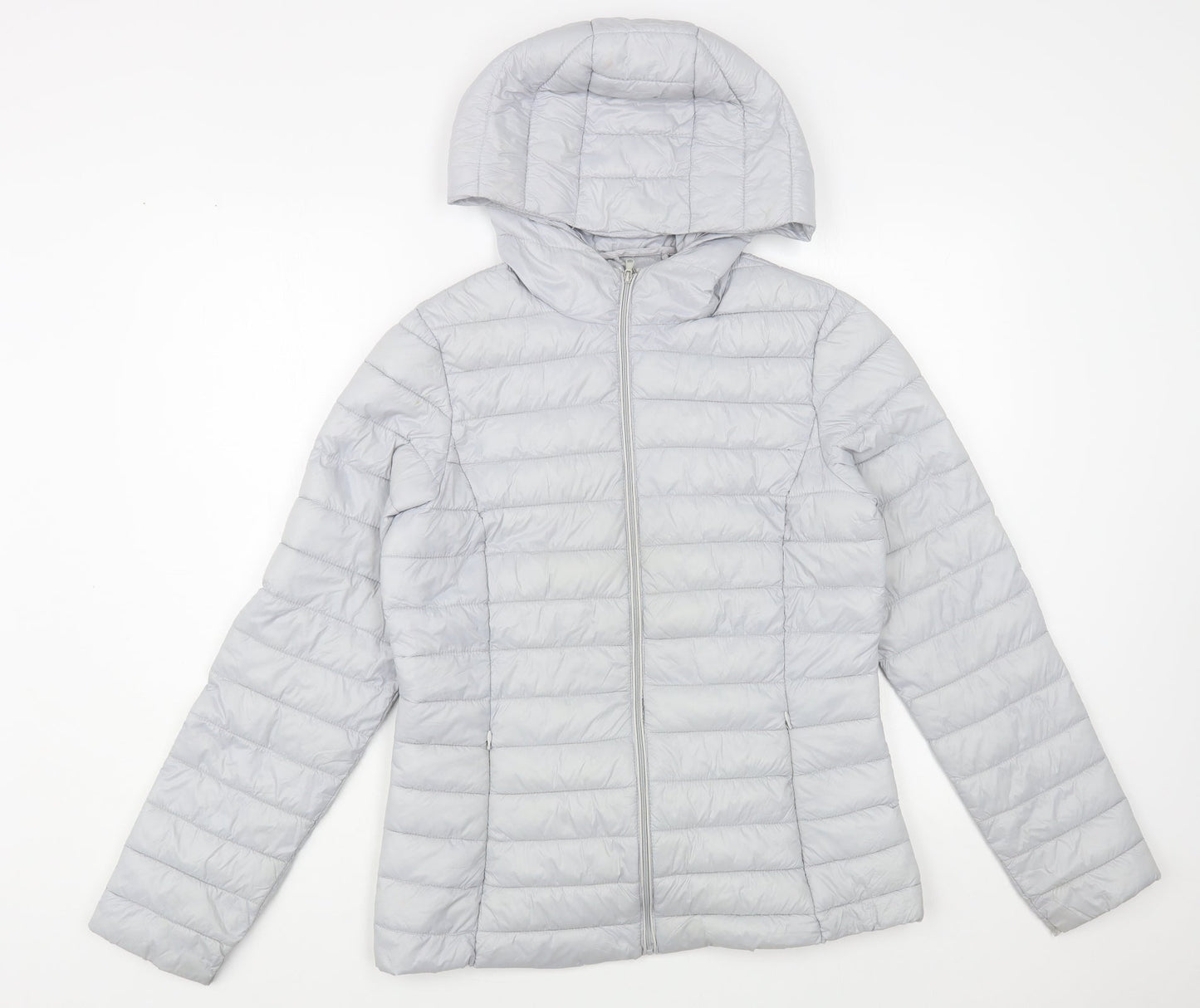 Dunnes Stores Womens Grey Quilted Jacket Size S Zip