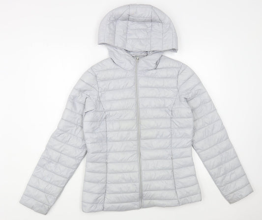 Dunnes Stores Womens Grey Quilted Jacket Size S Zip
