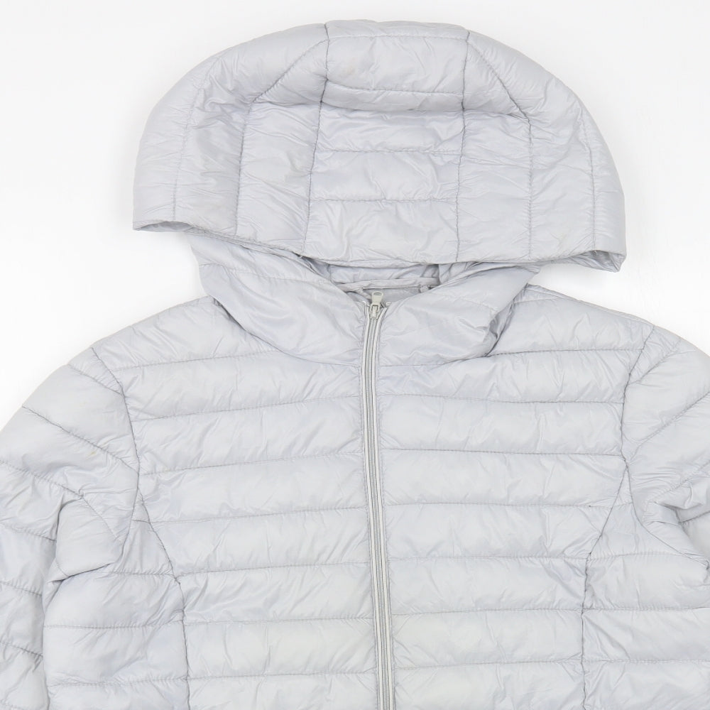 Dunnes Stores Womens Grey Quilted Jacket Size S Zip