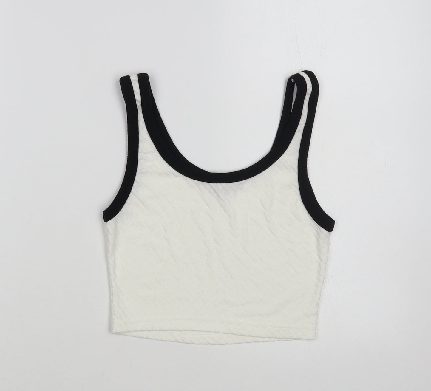 Whybee Womens White Polyester Cropped Tank Size L Scoop Neck