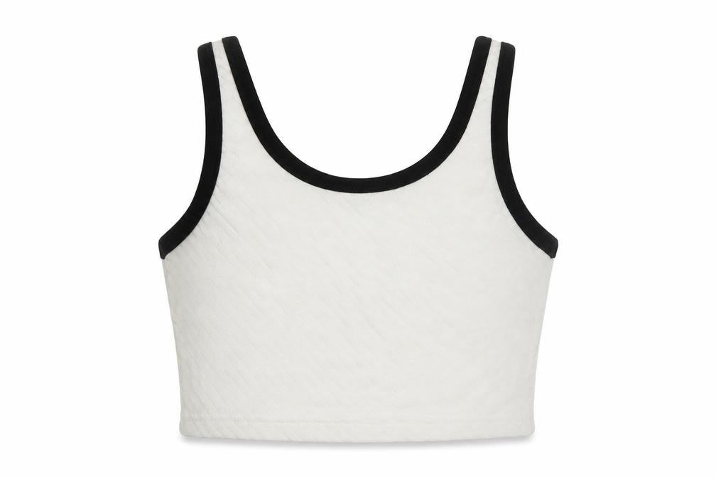 Whybee Womens White Polyester Cropped Tank Size L Scoop Neck