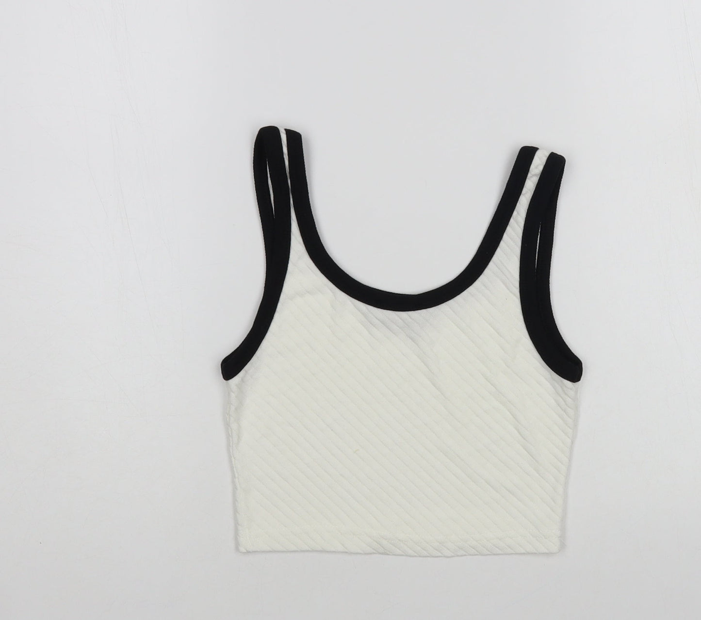 Whybee Womens White Polyester Cropped Tank Size L Scoop Neck