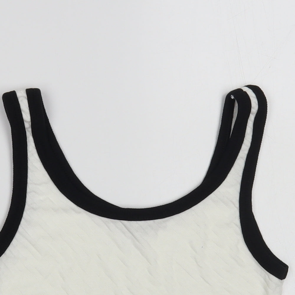 Whybee Womens White Polyester Cropped Tank Size L Scoop Neck
