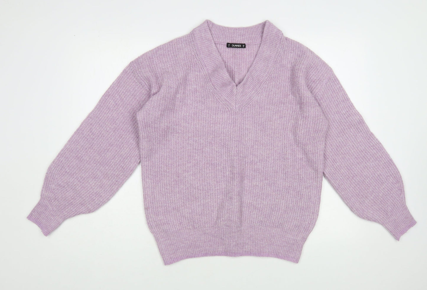 Dunnes Stores Womens Purple V-Neck Polyester Pullover Jumper Size XS
