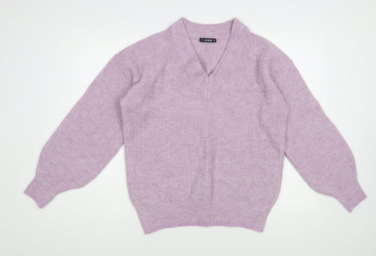 Dunnes Stores Womens Purple V-Neck Polyester Pullover Jumper Size XS
