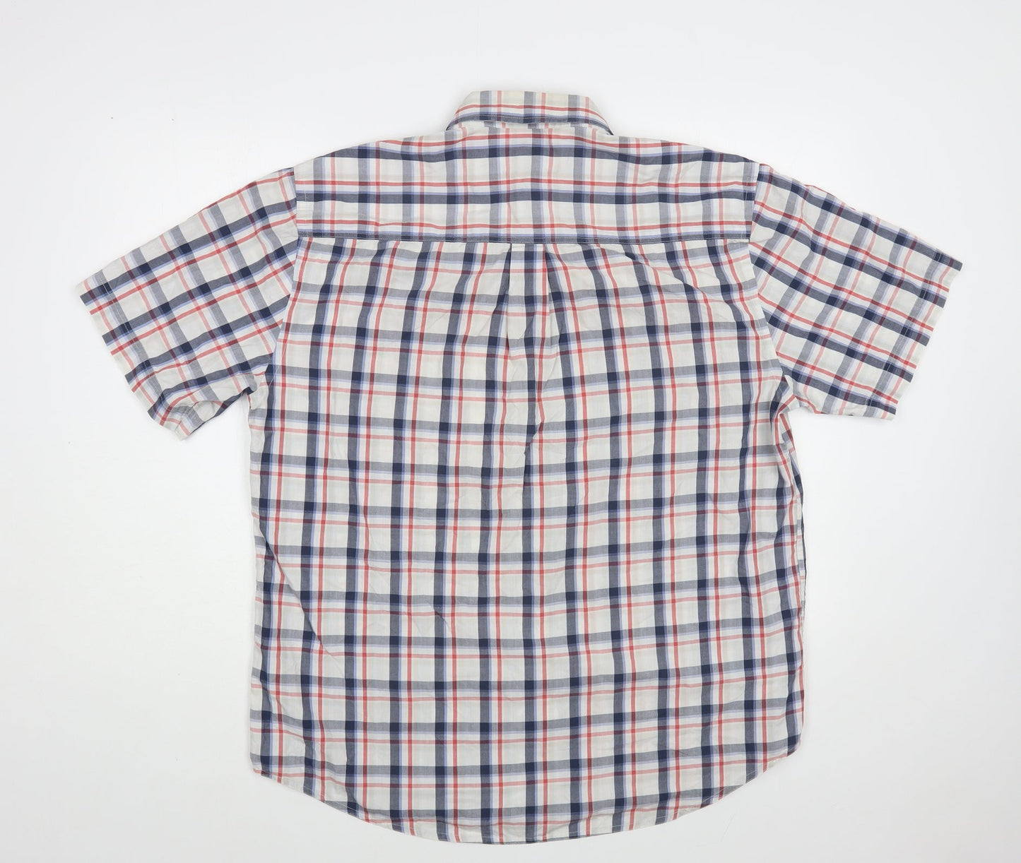 Morley Mens Grey Plaid Cotton Button-Up Size XL Collared Button
