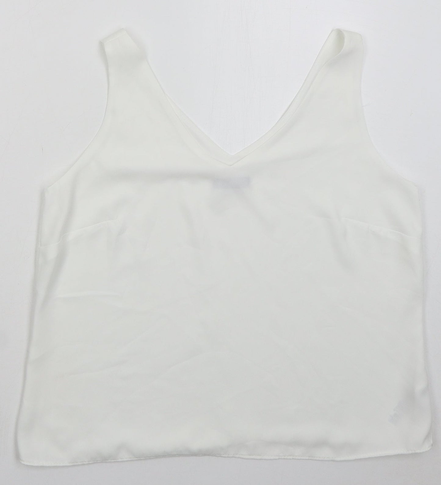 Wallis Womens White Polyester Basic Tank Size 14 V-Neck
