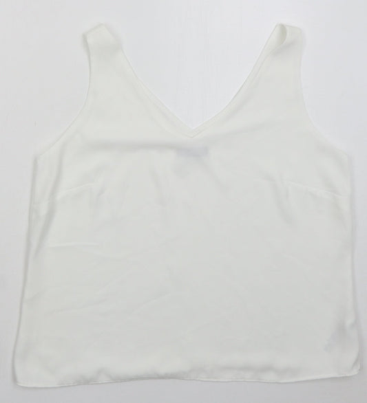 Wallis Womens White Polyester Basic Tank Size 14 V-Neck
