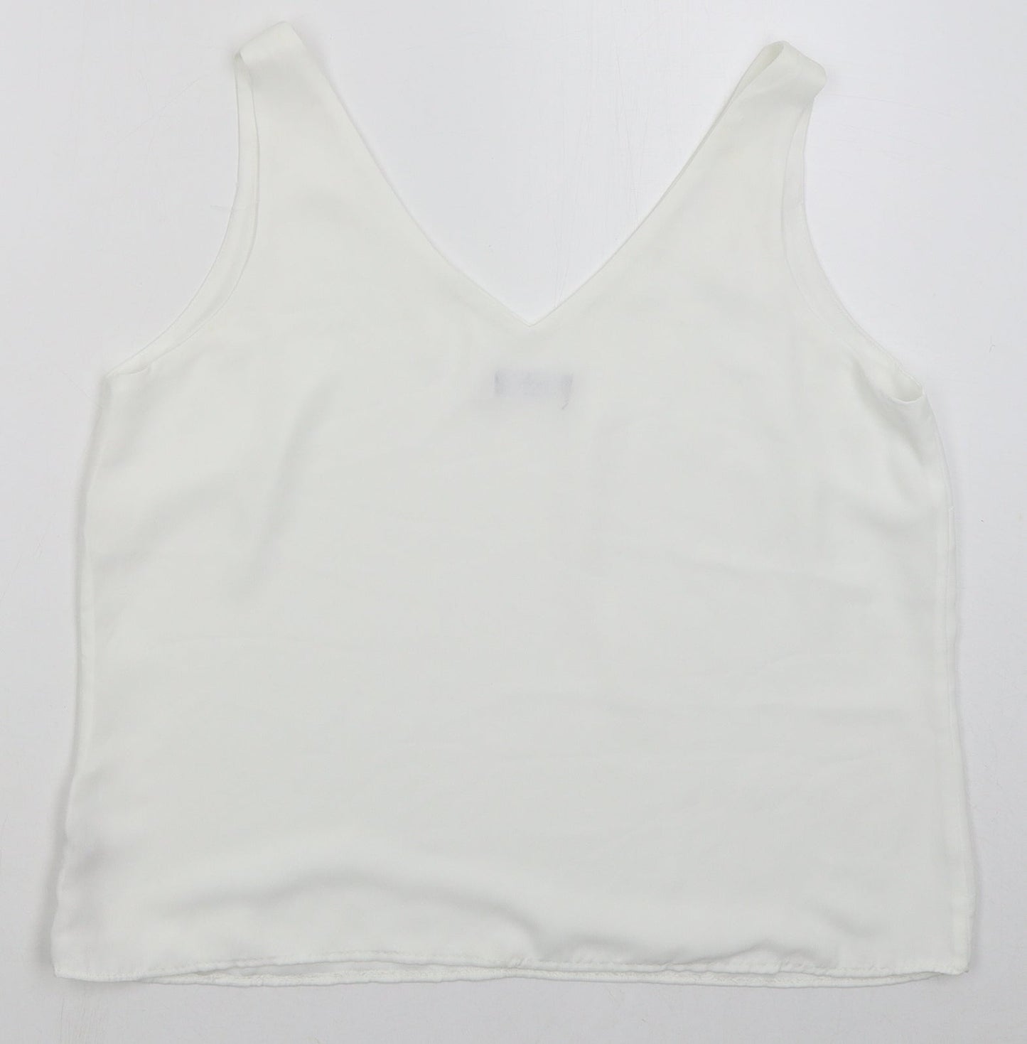 Wallis Womens White Polyester Basic Tank Size 14 V-Neck