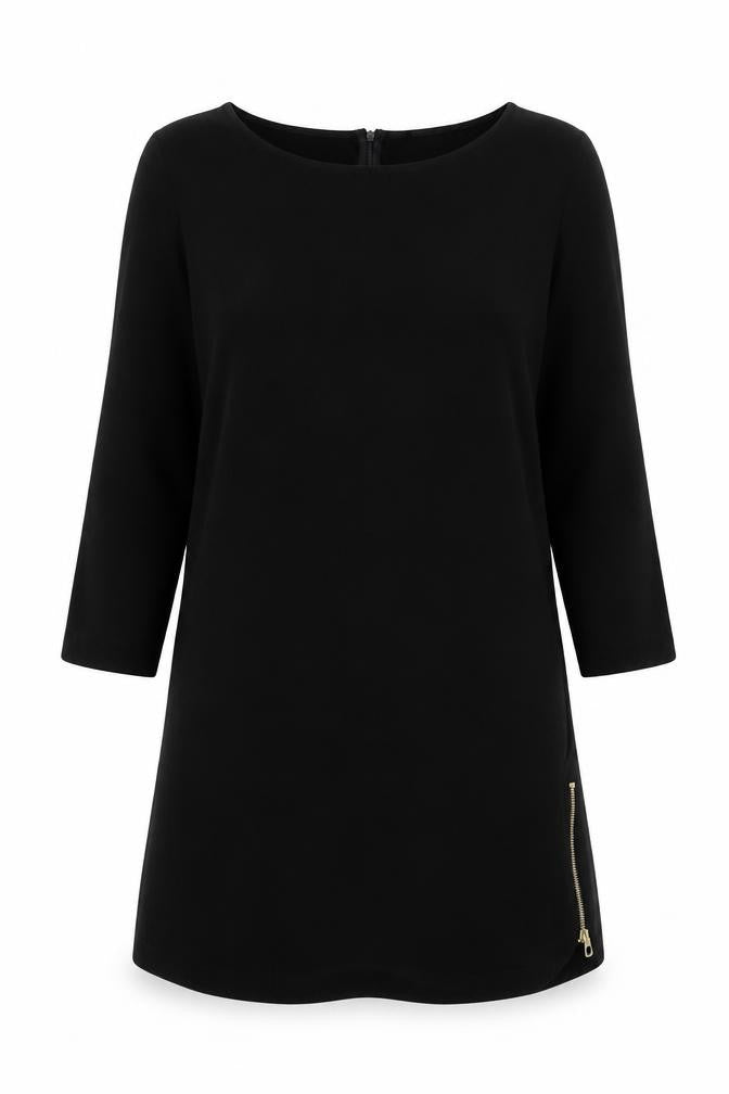 Christina Gavioli Womens Black Polyester A-Line Size 14 Boat Neck Pullover