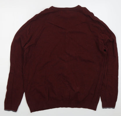 Preloved Easy Mens Brown Crew Neck Cotton Pullover Jumper Size XL - Back