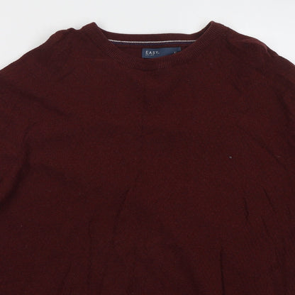 Preloved Easy Mens Brown Crew Neck Cotton Pullover Jumper Size XL - Detail
