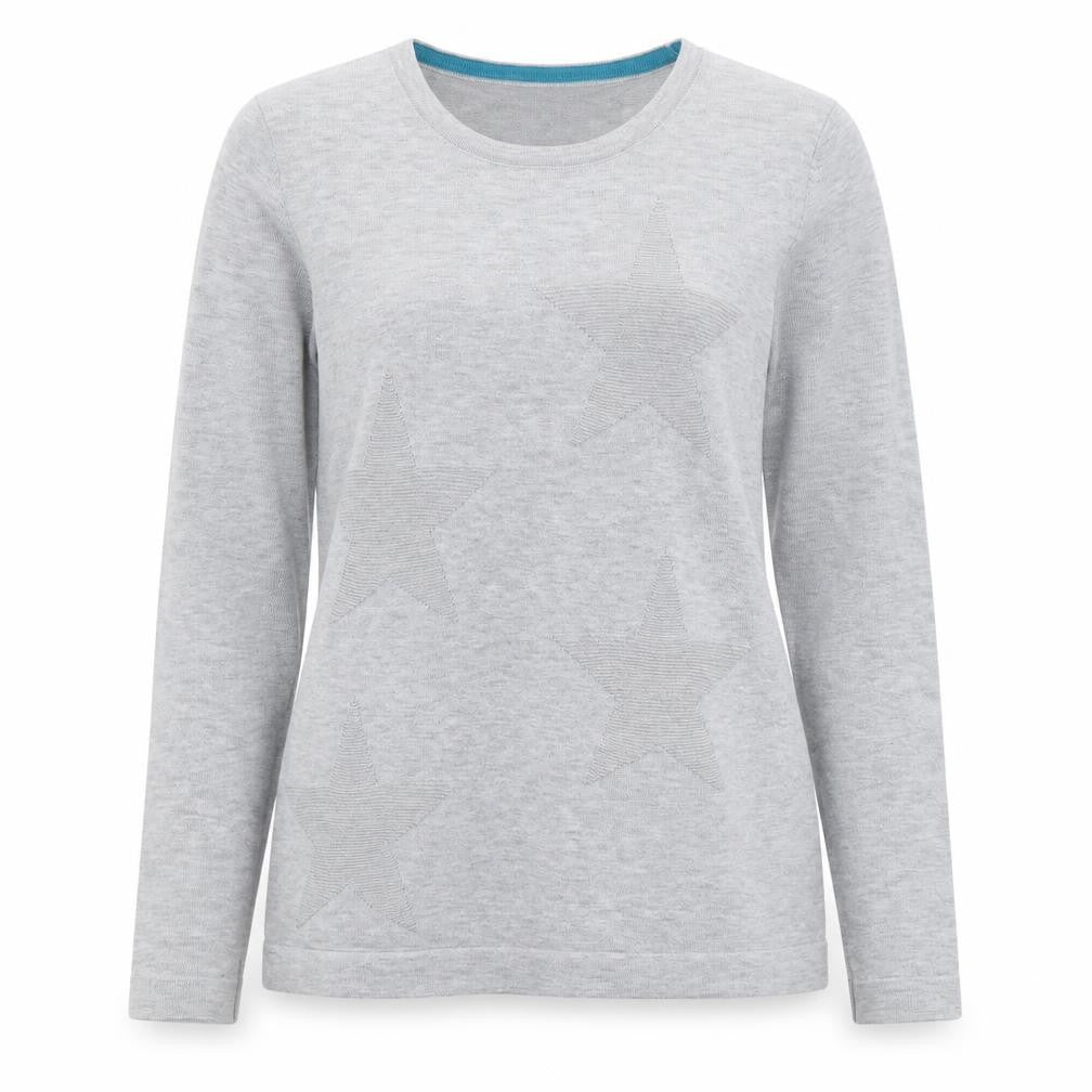 First Avenue Womens Grey Crew Neck Polyester Pullover Jumper Size S - Stars