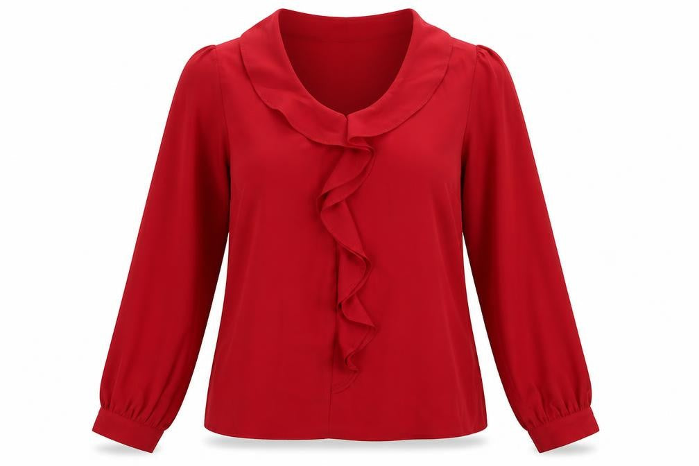 Peacocks Womens Red Polyester Basic Blouse Size 10 Collared