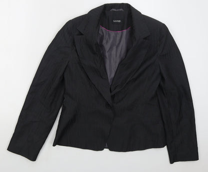 George Womens Grey Striped Polyester Jacket Suit Jacket Size 14