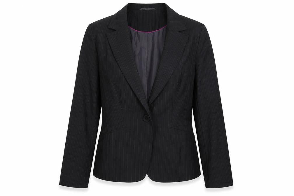 George Womens Grey Striped Polyester Jacket Suit Jacket Size 14