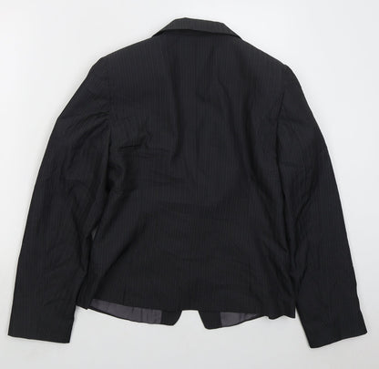 George Womens Grey Striped Polyester Jacket Suit Jacket Size 14