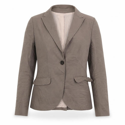 H&M Womens Brown Cotton Jacket Suit Jacket Size 10