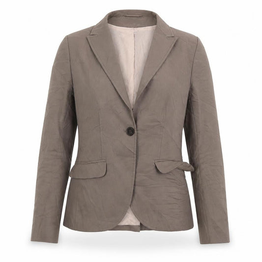 H&M Womens Brown Cotton Jacket Suit Jacket Size 10