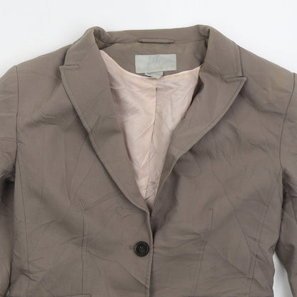 H&M Womens Brown Cotton Jacket Suit Jacket Size 10