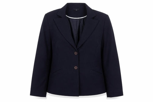 Klass Womens Blue Striped Polyester Jacket Suit Jacket Size 12