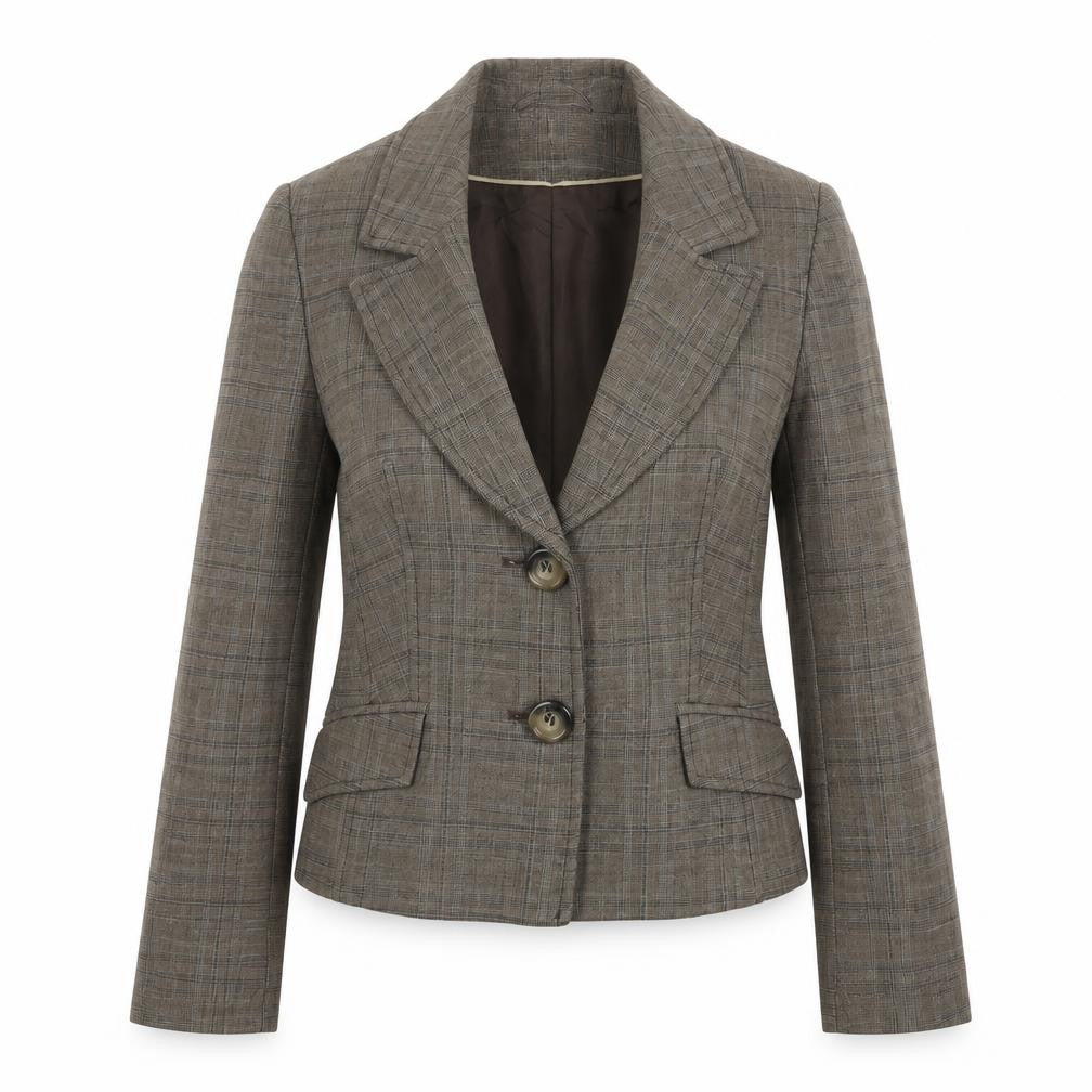 NEXT Womens Brown Check Polyester Jacket Suit Jacket Size 10