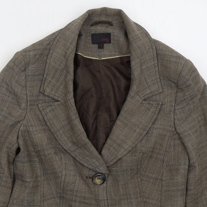 Next Womens Brown Check Polyester Jacket Suit Jacket Size 10