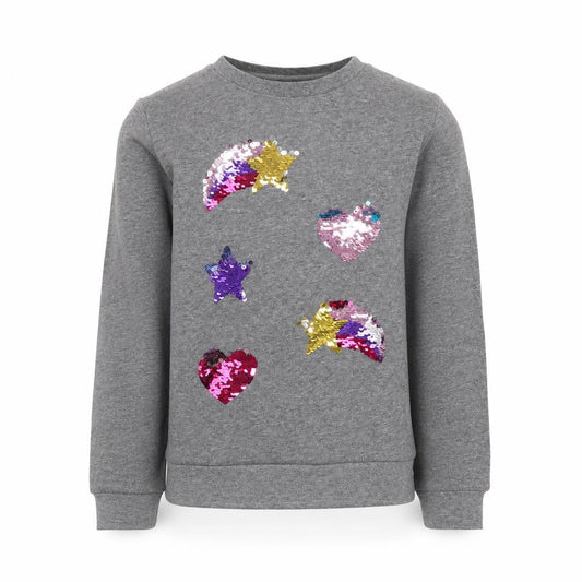 Bonprix Girls Grey Round Neck Cotton Pullover Jumper Size 10-11 Years