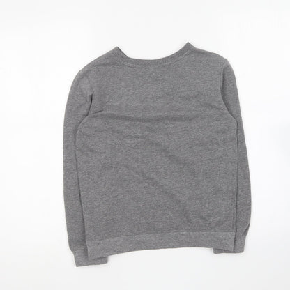 Bonprix Girls Grey Round Neck Cotton Pullover Jumper Size 10-11 Years