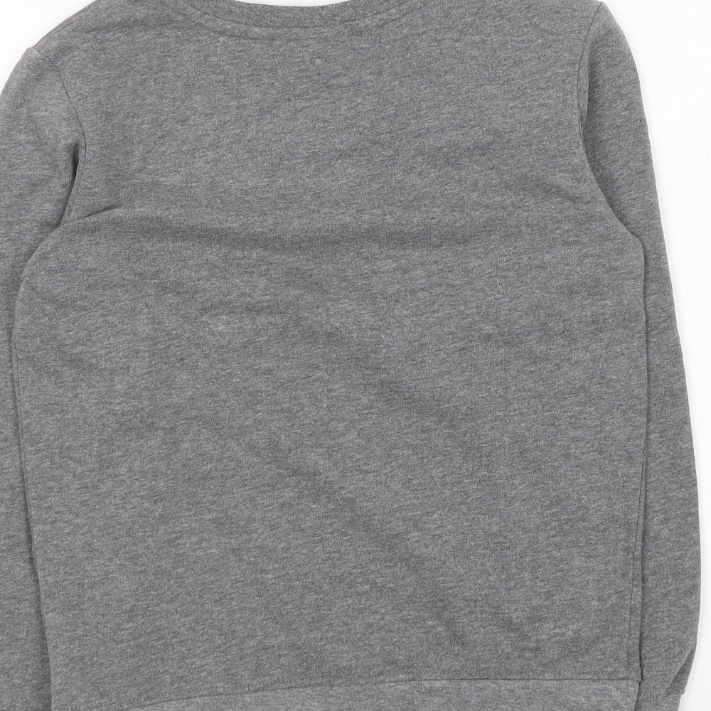 Bonprix Girls Grey Round Neck Cotton Pullover Jumper Size 10-11 Years
