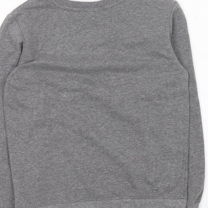 Bonprix Girls Grey Round Neck Cotton Pullover Jumper Size 10-11 Years