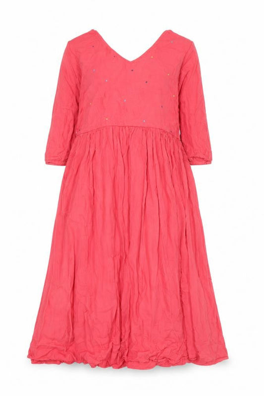 Cathie Womens Pink Cotton Skater Dress Size M Round Neck