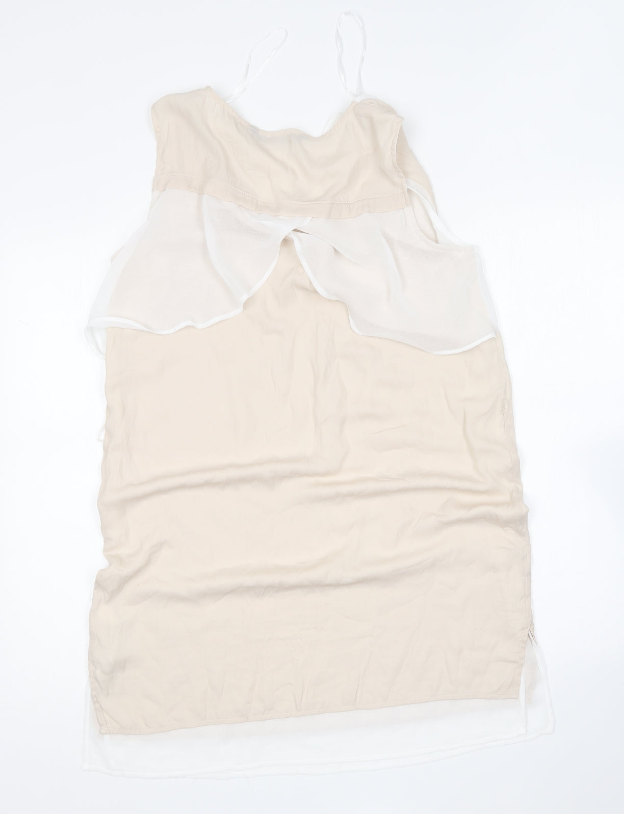 Zara Womens Beige Polyester Basic Blouse Size M V-Neck