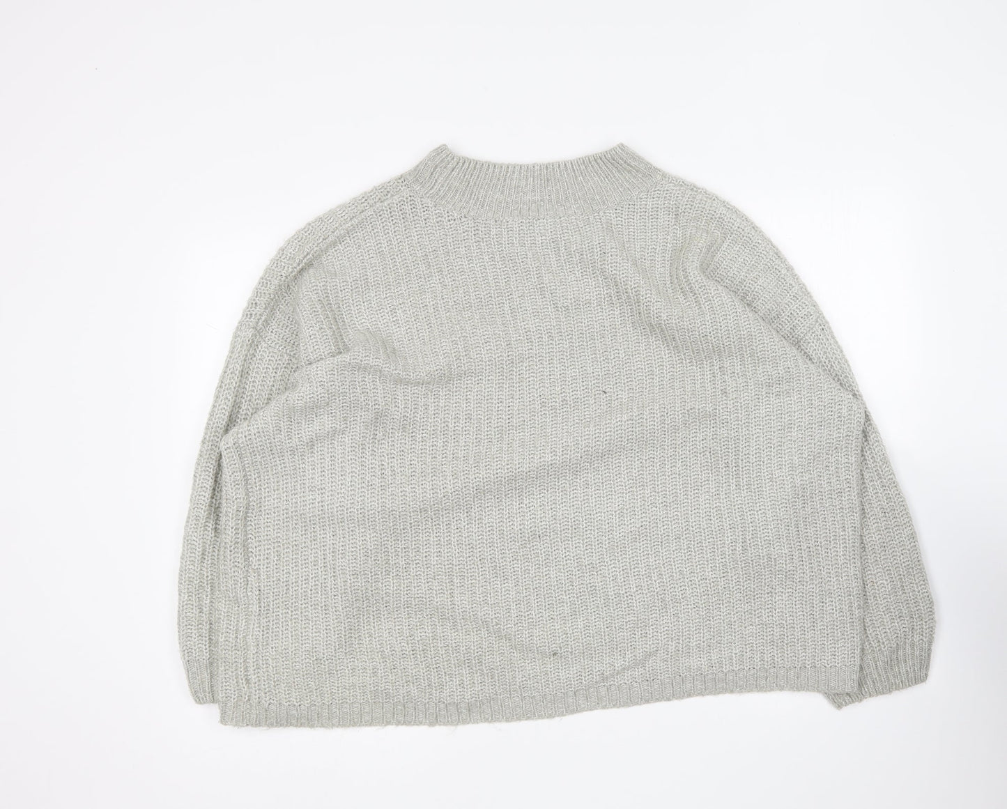 New Look Womens Grey Round Neck Acrylic Pullover Jumper Size M