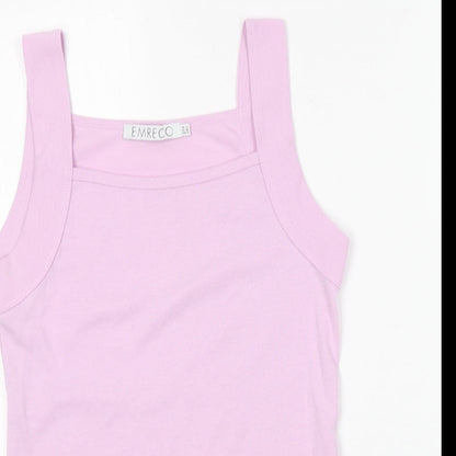 Emreco Womens Purple Polyester Basic Tank Size 12 Square Neck