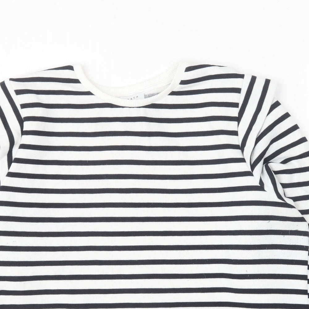 Papaya Womens Blue Round Neck Striped Polyester Pullover Jumper Size L