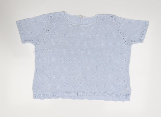 Marks and Spencer Womens Blue Round Neck Acrylic Pullover Jumper Size 18