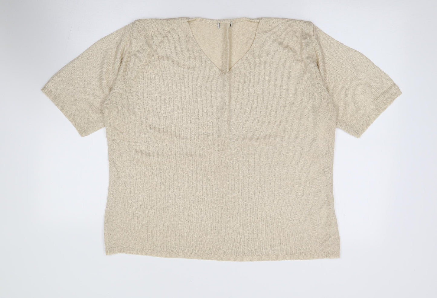 Preworn Womens Beige V-Neck Acrylic Pullover Jumper Size XL