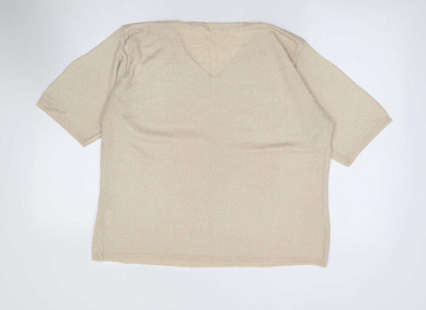 Preworn Womens Beige V-Neck Acrylic Pullover Jumper Size XL