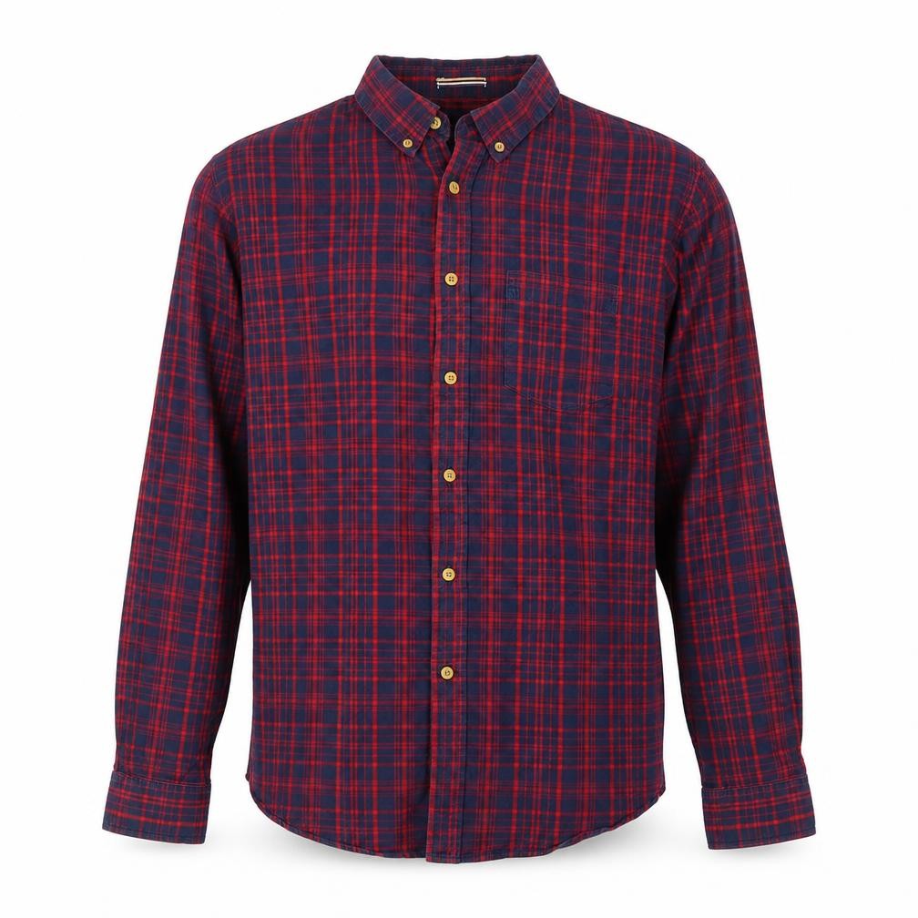 Howick Mens Blue Plaid Cotton Button-Up Size M Collared Button