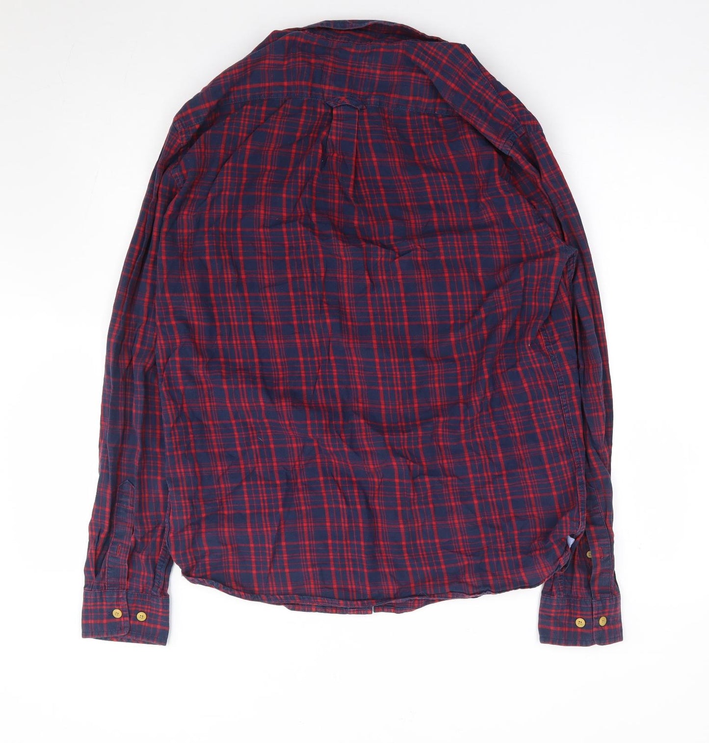 Howick Mens Blue Plaid Cotton Button-Up Size M Collared Button
