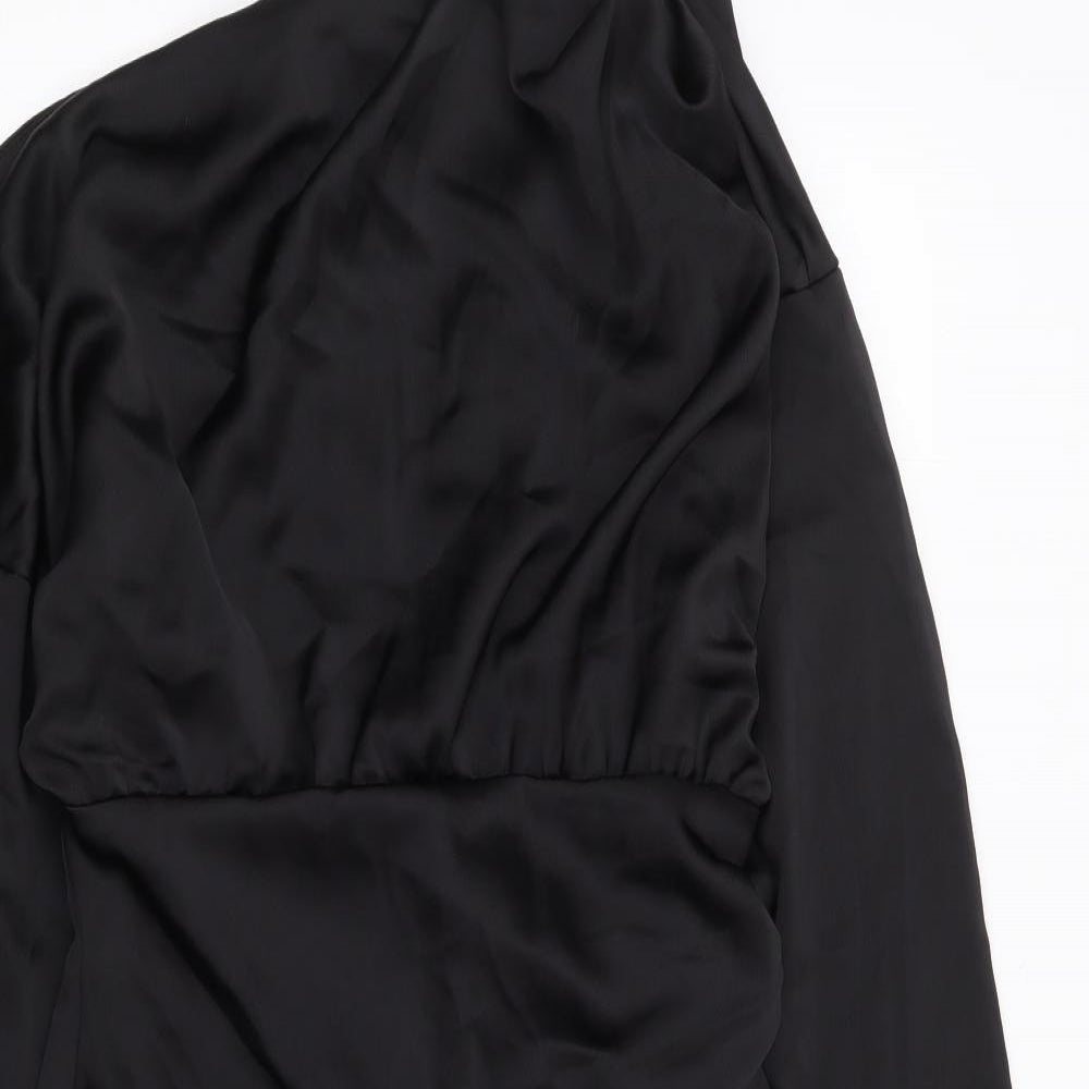 ASOS Womens Black Polyester Bodycon Size 10 One Shoulder Zip