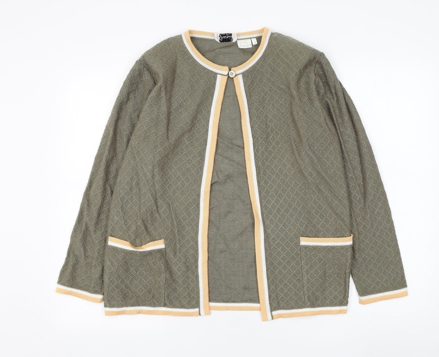 Grazia Womens Green Round Neck Acrylic Cardigan Jumper Size 14