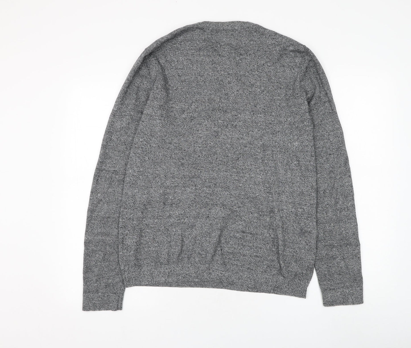 Topman Mens Grey Round Neck Cotton Pullover Jumper Size S