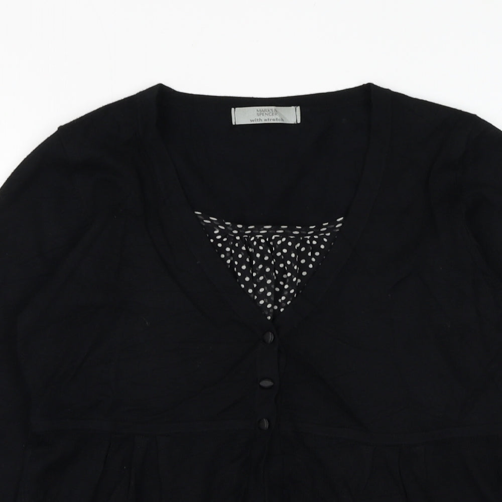 Marks and Spencer Womens Black Round Neck Viscose Cardigan Jumper Size 10