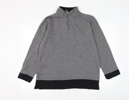 Jennifer Moore Womens Grey Polyester Henley Sweatshirt Size M Pullover